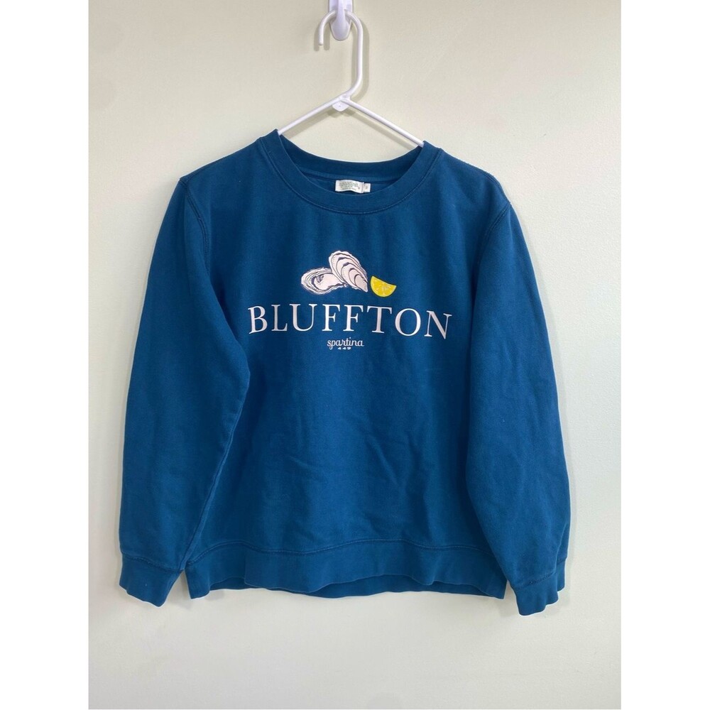 Spartina 449 Blue Crewneck Pullover Oyester Lemon New England size small